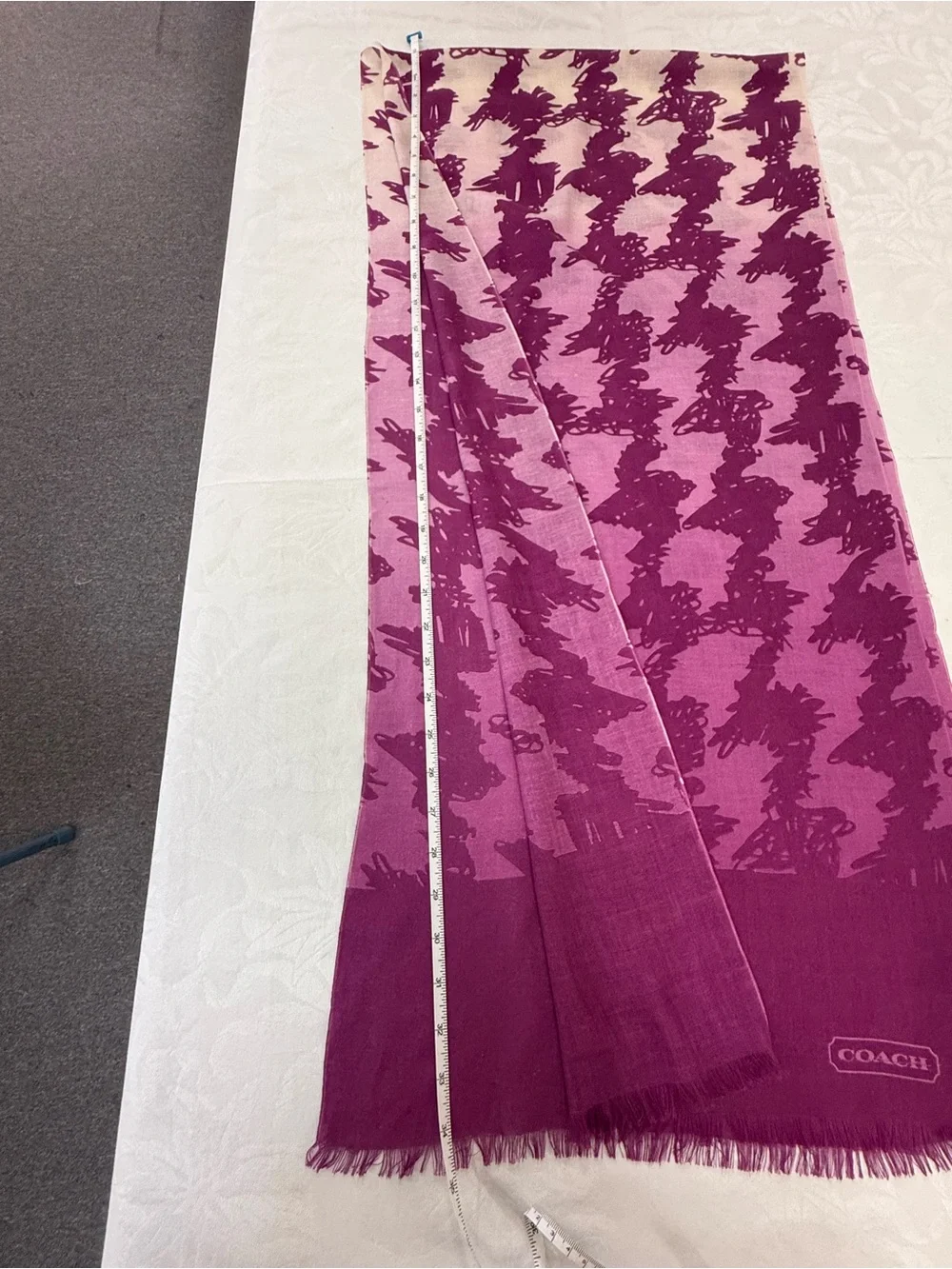 COACH Purple Two-Tone Logo Pattern Scarf